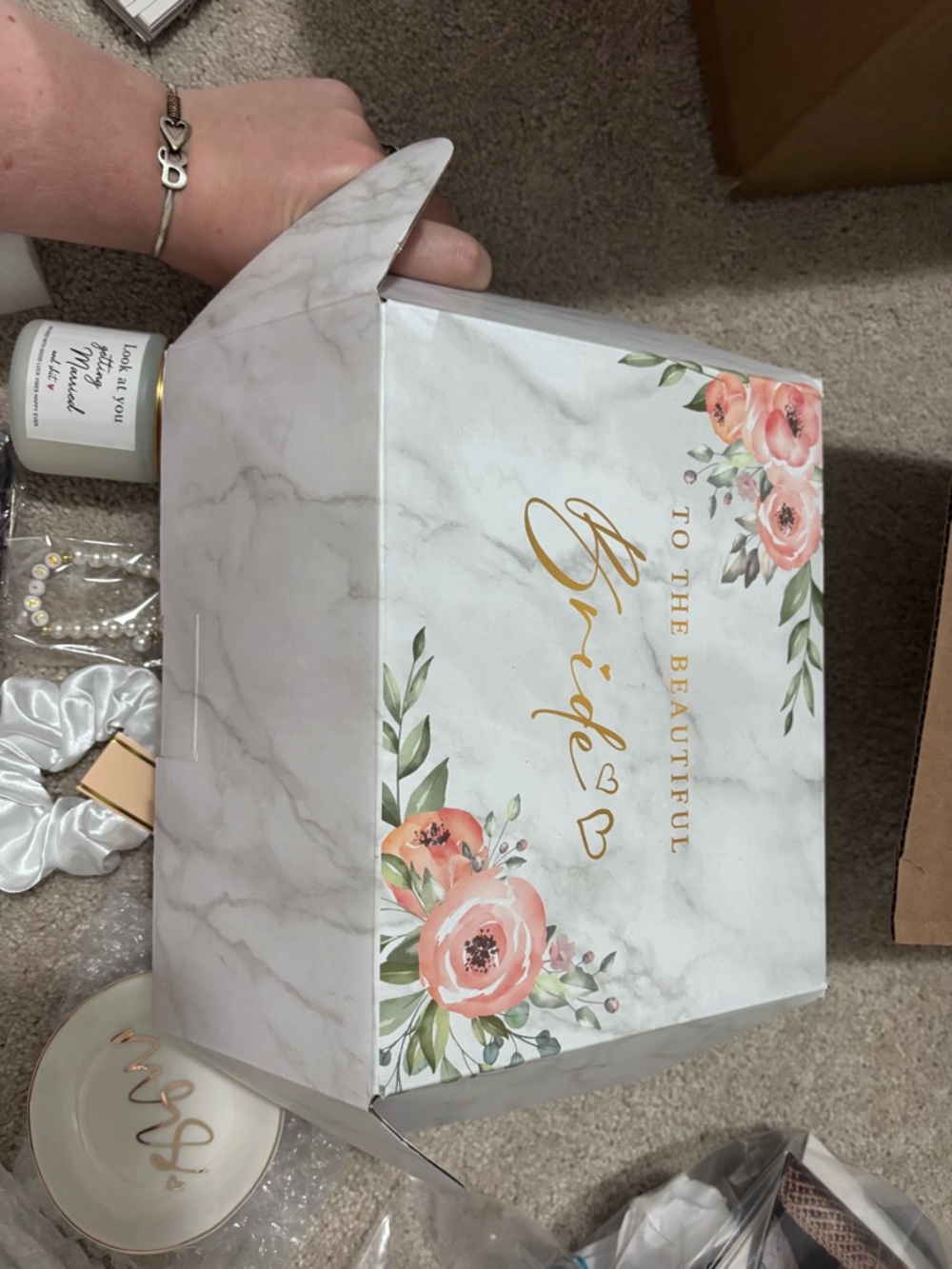 Bride Gift Box with Pink Floral Design